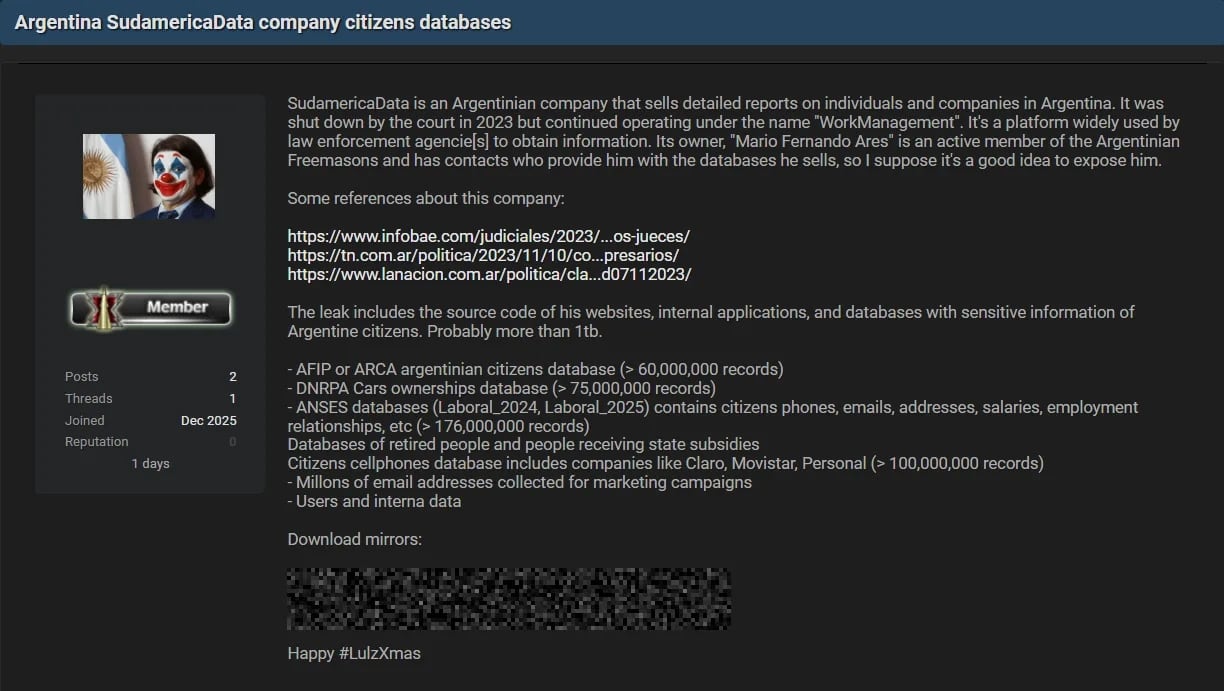 La más grande hasta ahora: denuncian una filtración masiva de datos de ciudadanos argentinos