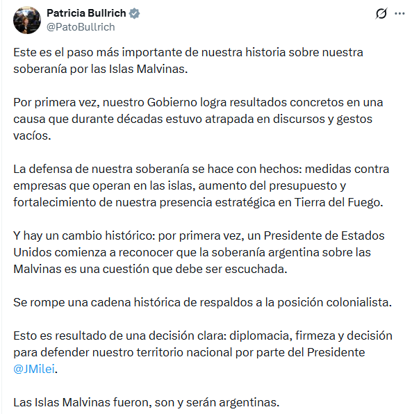 La senadora por la Ciudad vitoreó a Milei