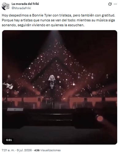 Los fanáticos de Bonnie Tyler la despidieron con sentidos mensajes en las redes sociales (Foto: X)