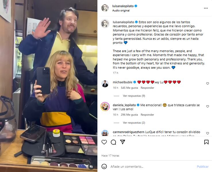 El mensaje que compartió Luisana Lopilato antes de irse de la Argentina (Foto: Instagram @luisanalopilato)
