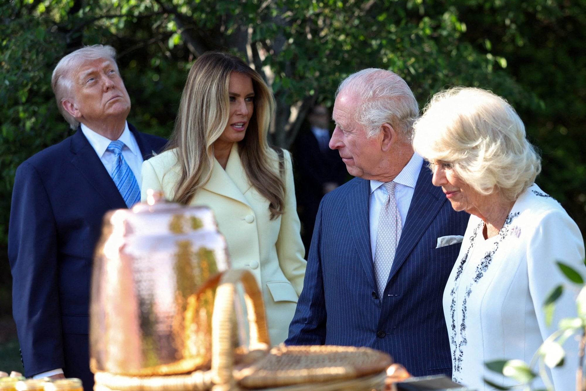 El presidente Donald Trump y su mujer, Melania Trump, junto al rey Carlos III y la reina Camilla, en Washington.