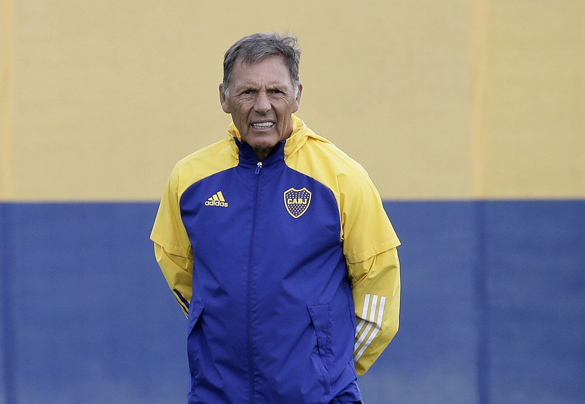 29Enero 2021. Entrenamiento de Boca en Ezeiza. Miguel Angel Russo. Carlos Tevez, Salvio 
Foto: Telam