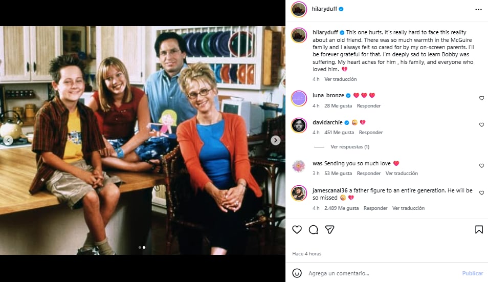 La despedida de Hilary Duff a Robert Carradine (Foto: Instagram @hilaryduff)