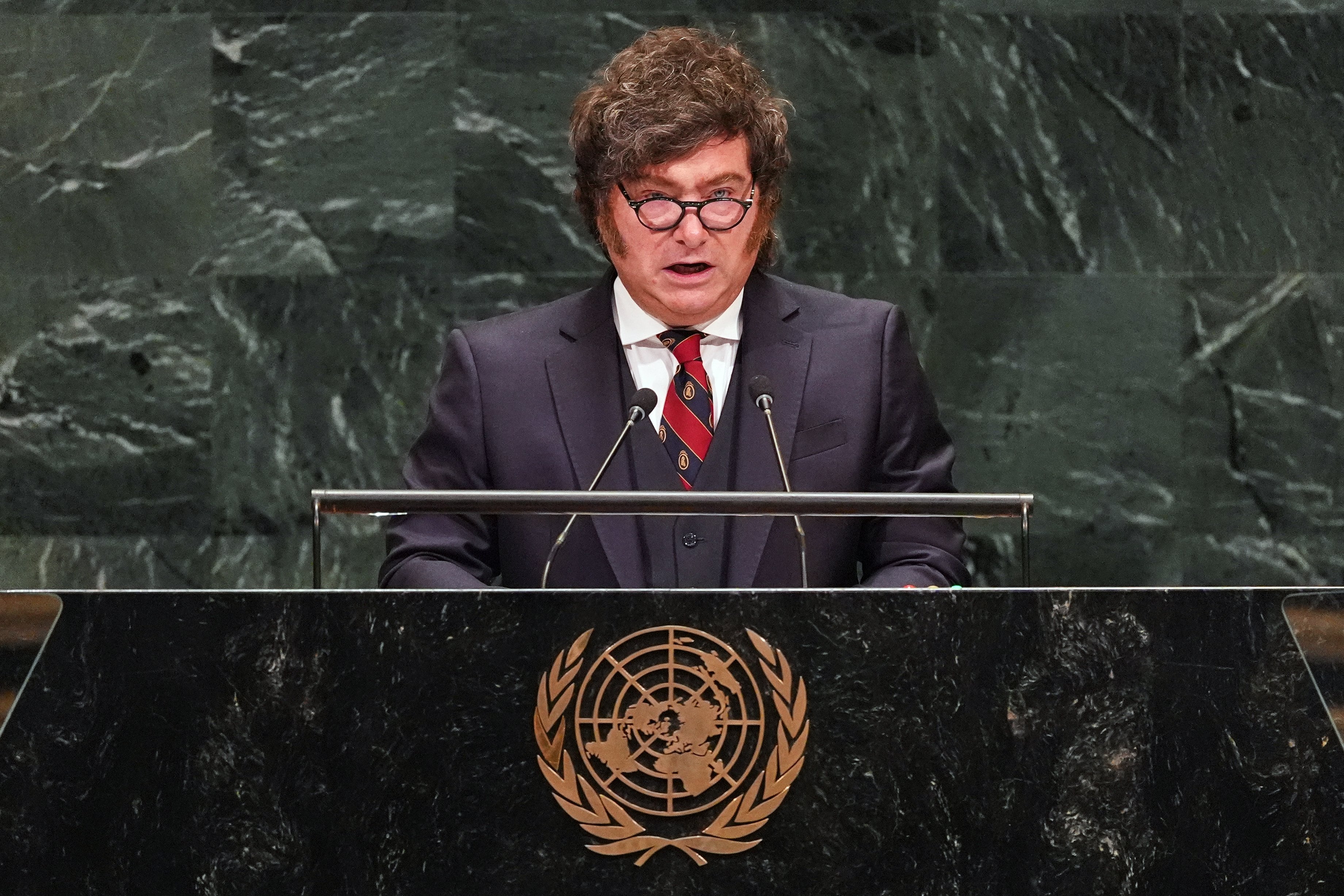 El presidente Javier Milei habla ante la Asamblea General de la ONU, en Nueva York.