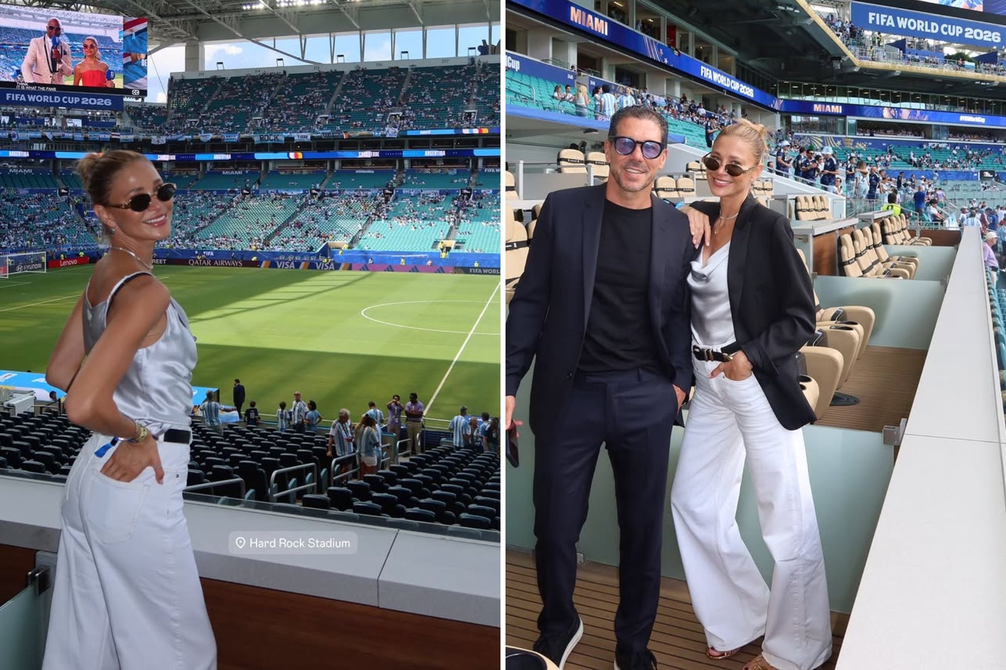 Carla Pereyra y el Cholo Simeone: look top para alentar a la Argentina y un paso de baile que se viralizó 6 Carla Pereyra se encargó de mostrar los looks elegidos para el partido contra Cabo Verde