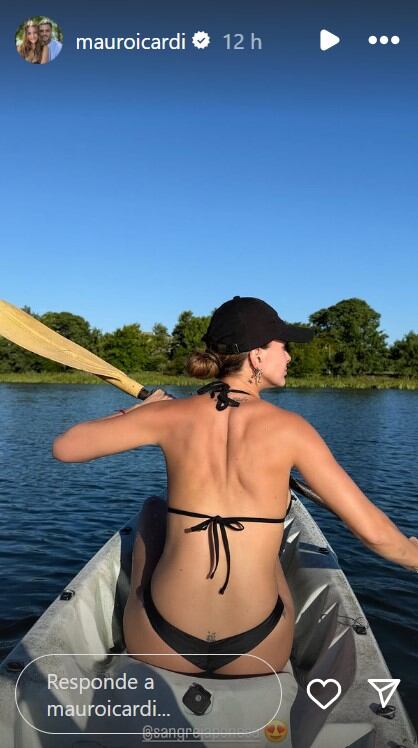 La China Suárez, de espaldas, disfrutando de un día en el río junto a Mauro Icardi