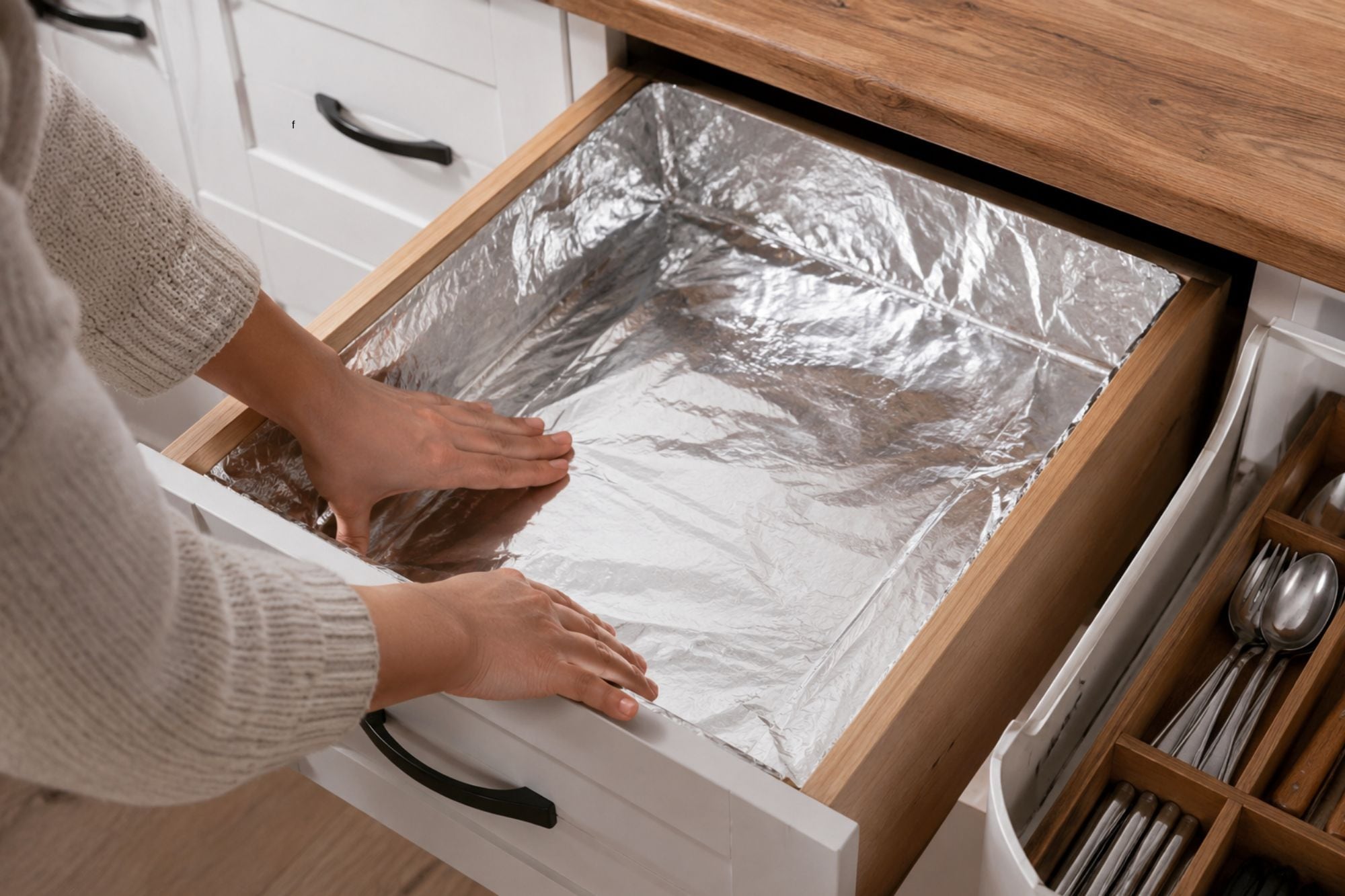 Papel de aluminio en los cajones: el truco simple que ayuda a mantener la cocina en orden