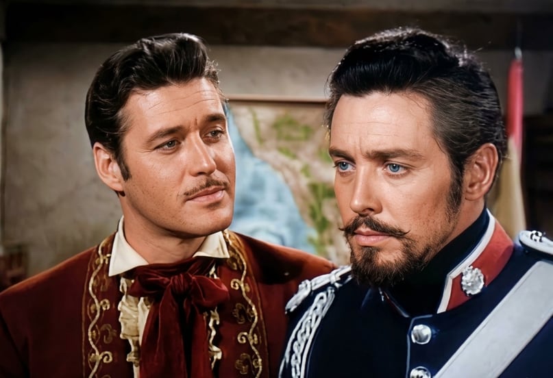 Guy Williams y Britt Lomond en una escena de El Zorro
