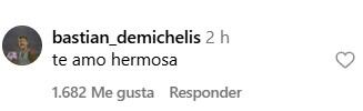 El comentario de Bastian Demichelis en la publicación de su mamá, Evangelina Anderson