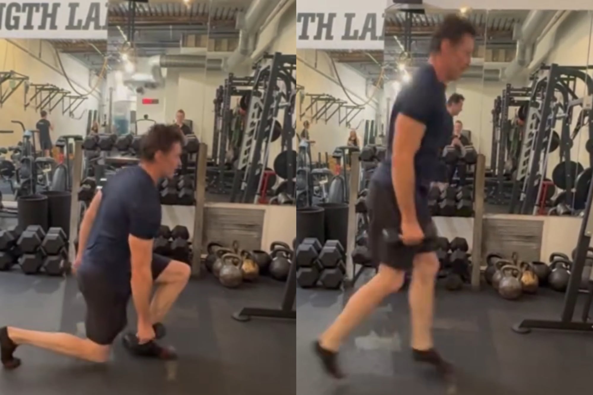 La exigente rutina de entrenamiento de Hugh Jackman a los 57 años que combina fuerza, equilibrio y coordinación 8 El actor también realiza sentadillas divididas con saltos (Foto: Instagram @thehughjackman)