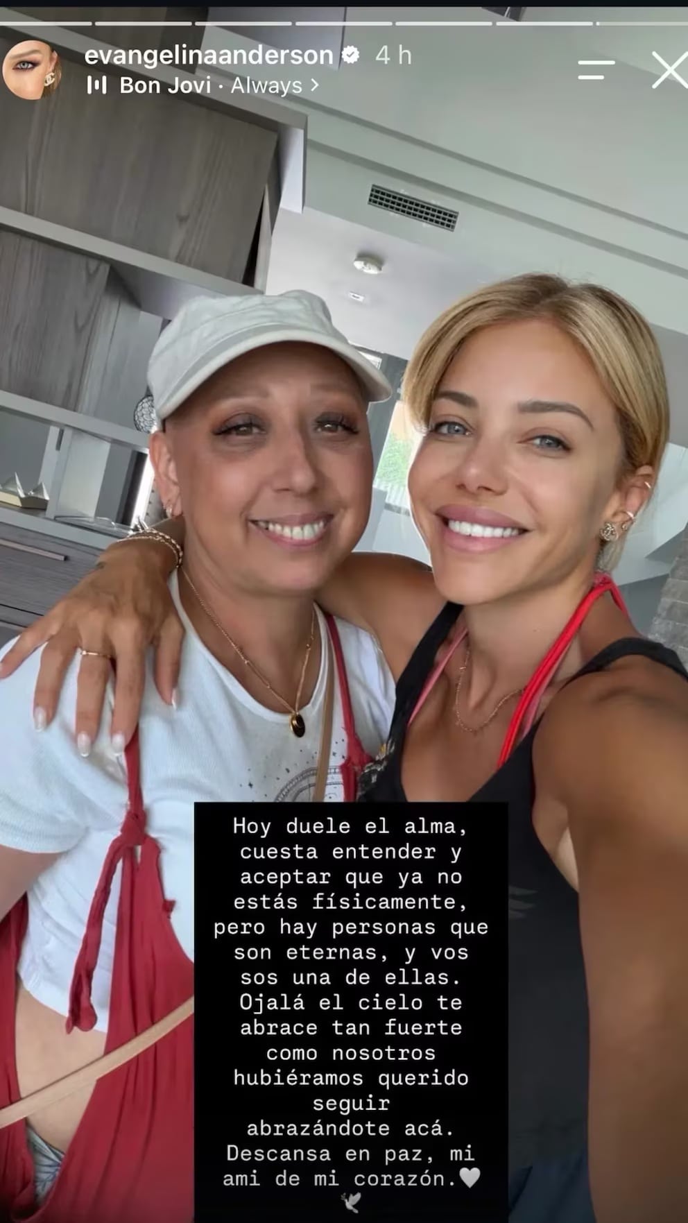 Evangelina Anderson junto a Estela, a quien en las últimas horas despidió con profundo dolor (Instagram/@evangelinaanderson)