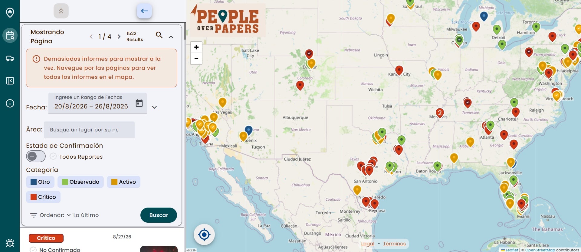 Según datos recopilados por la plataforma ICEout.org, se documentaron más de 1500 encuentros en una sola semana, lo que reflejó una tendencia al alza a nivel nacional durante agosto