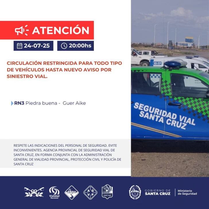 Imagen compartida para alertar por el corte en la ruta