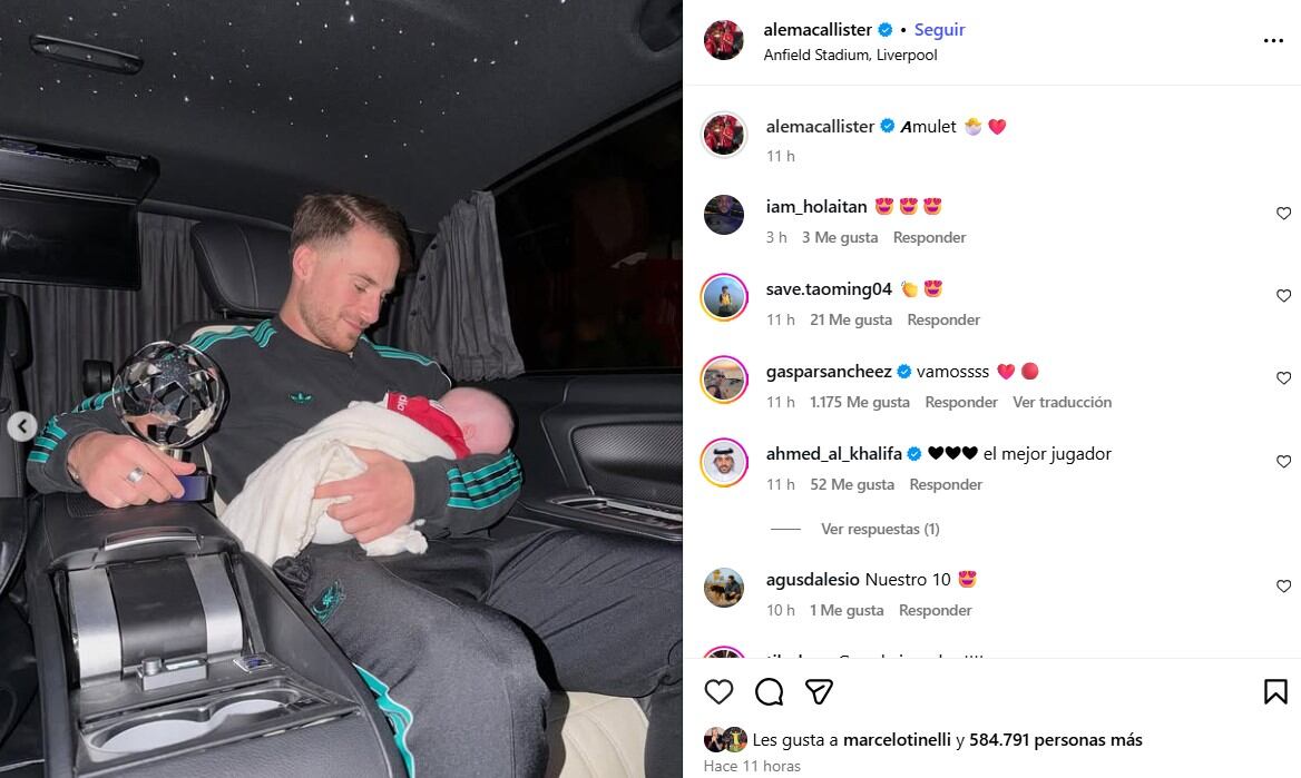 El posteo de Alexis Mac Allister dedicado a su hija