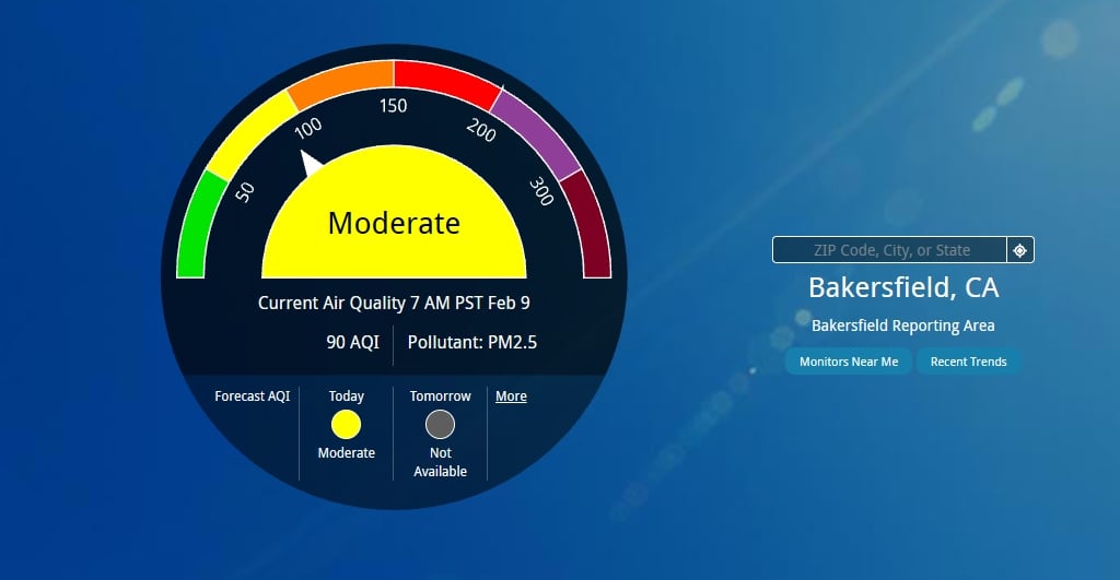 Bakersfield es la zona de mayor riesgo de este lunes por su calidad del aire