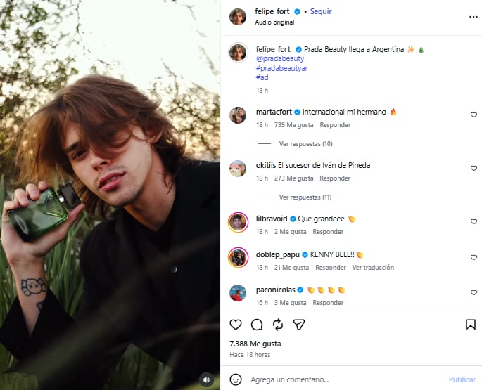 Los seguidores de Felipe elogieron su talento para el modelaje (Foto: Instagram @felipe_fort)