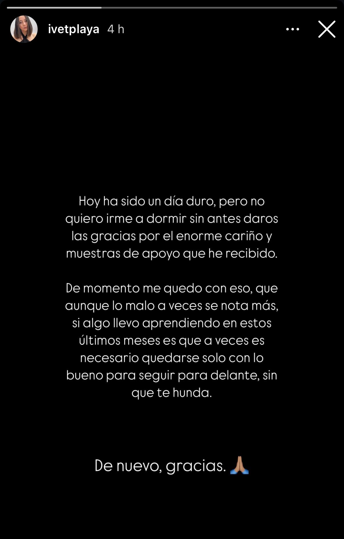 Un mensaje de Ivet en sus redes