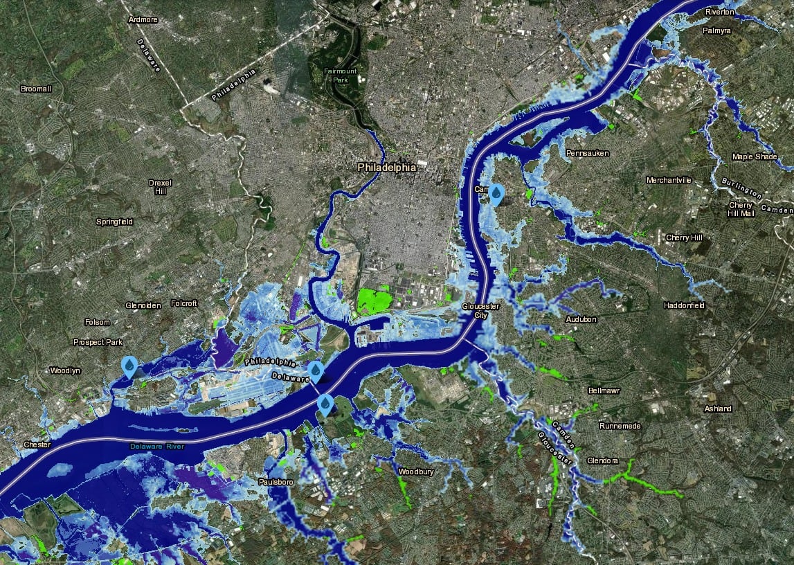 Zonas ubicadas frente a la ciudad de Philadelphia verían ingresar el agua a sus calles