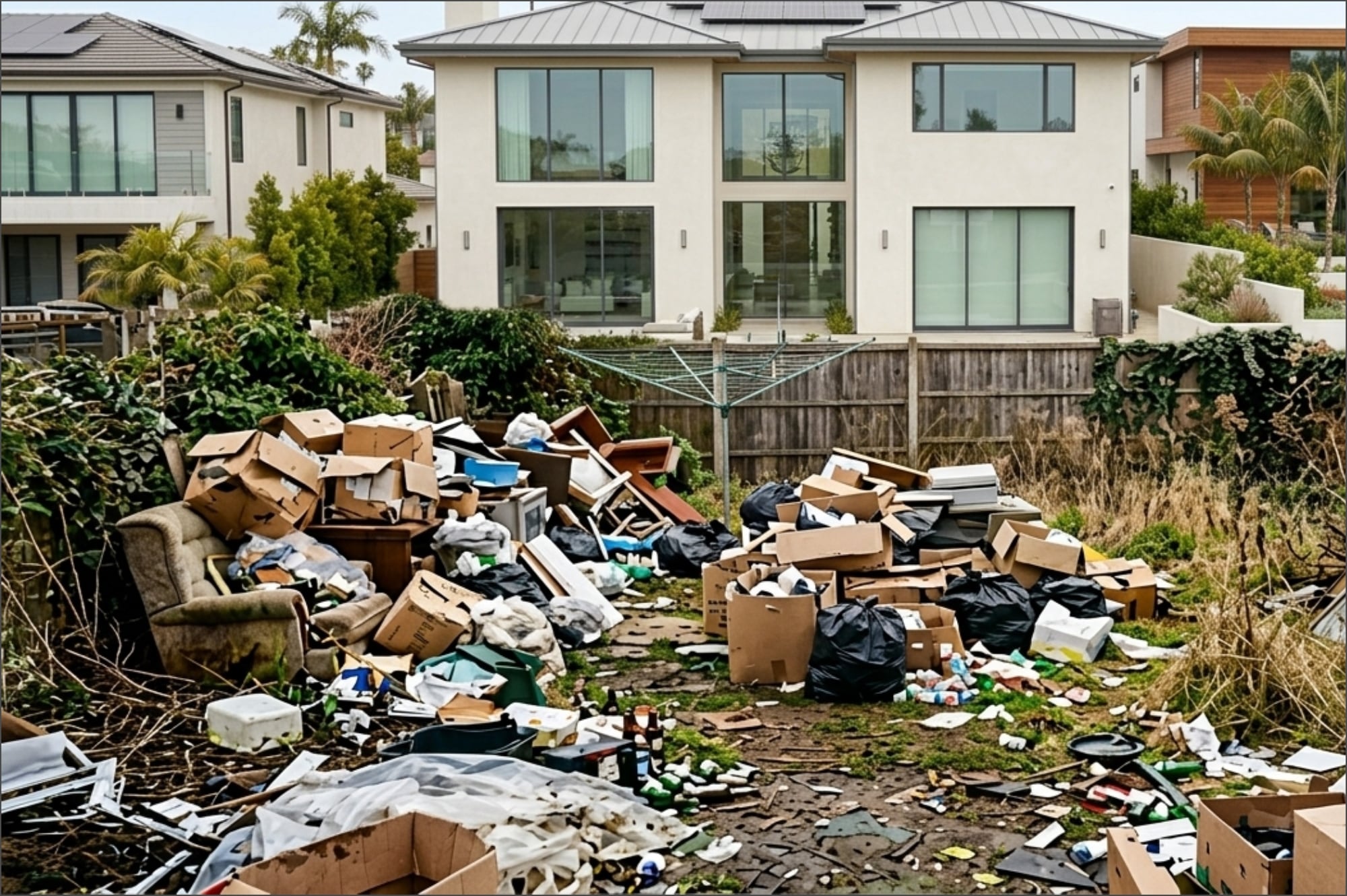 Vive entre dos mansiones y su casa vale US$1,3 millones, pero sus vecinos denuncian plagas y basura