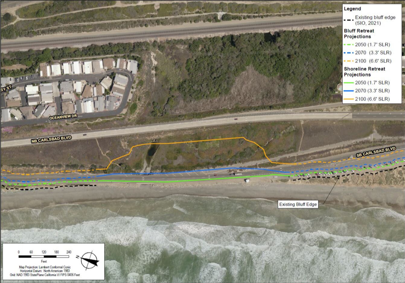 La playa podría adaptarse a un aumento de 2 metros del nivel del mar sin la carretera