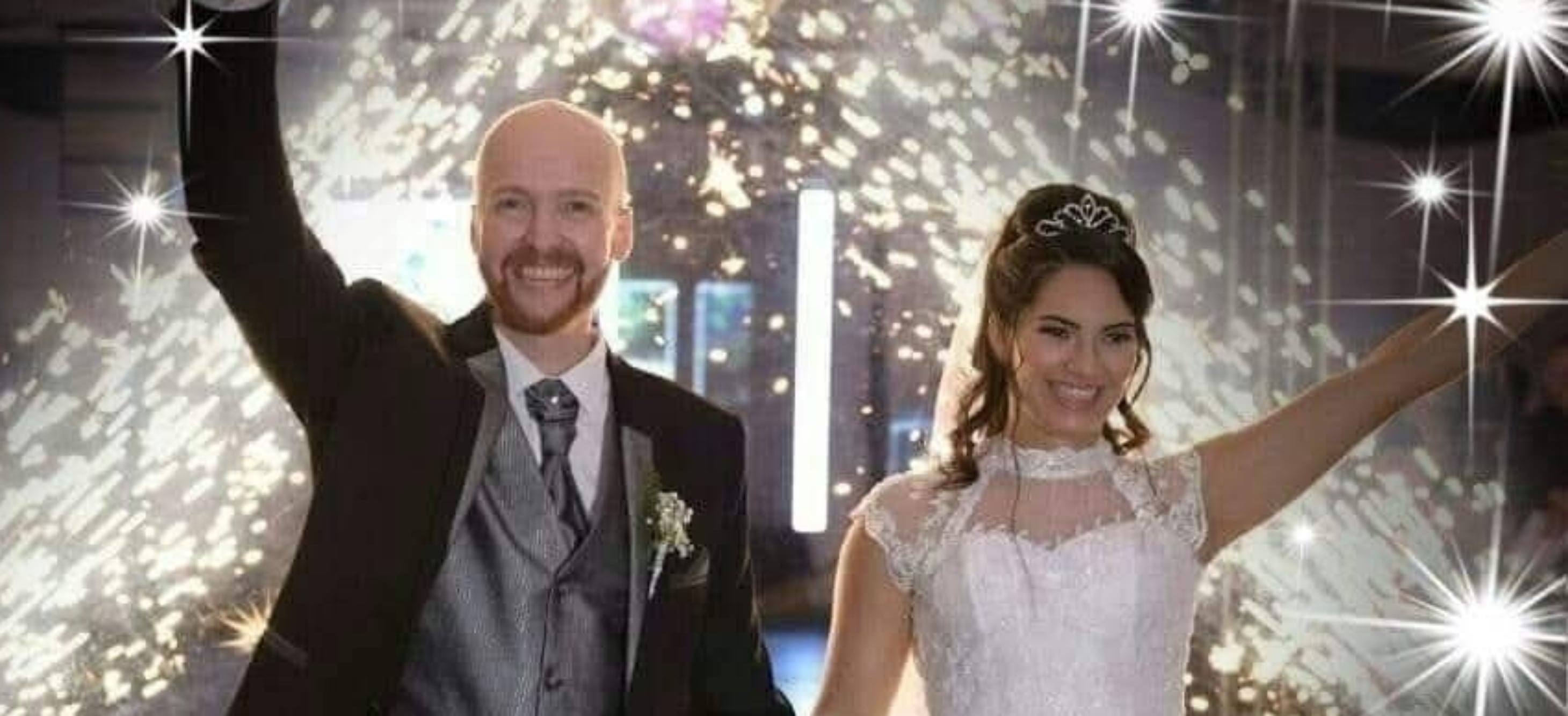 En el casamiento con el amor de su vida.