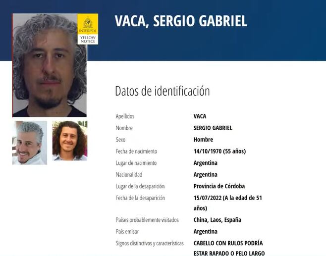 El pedido de búsqueda emitido por la Interpol