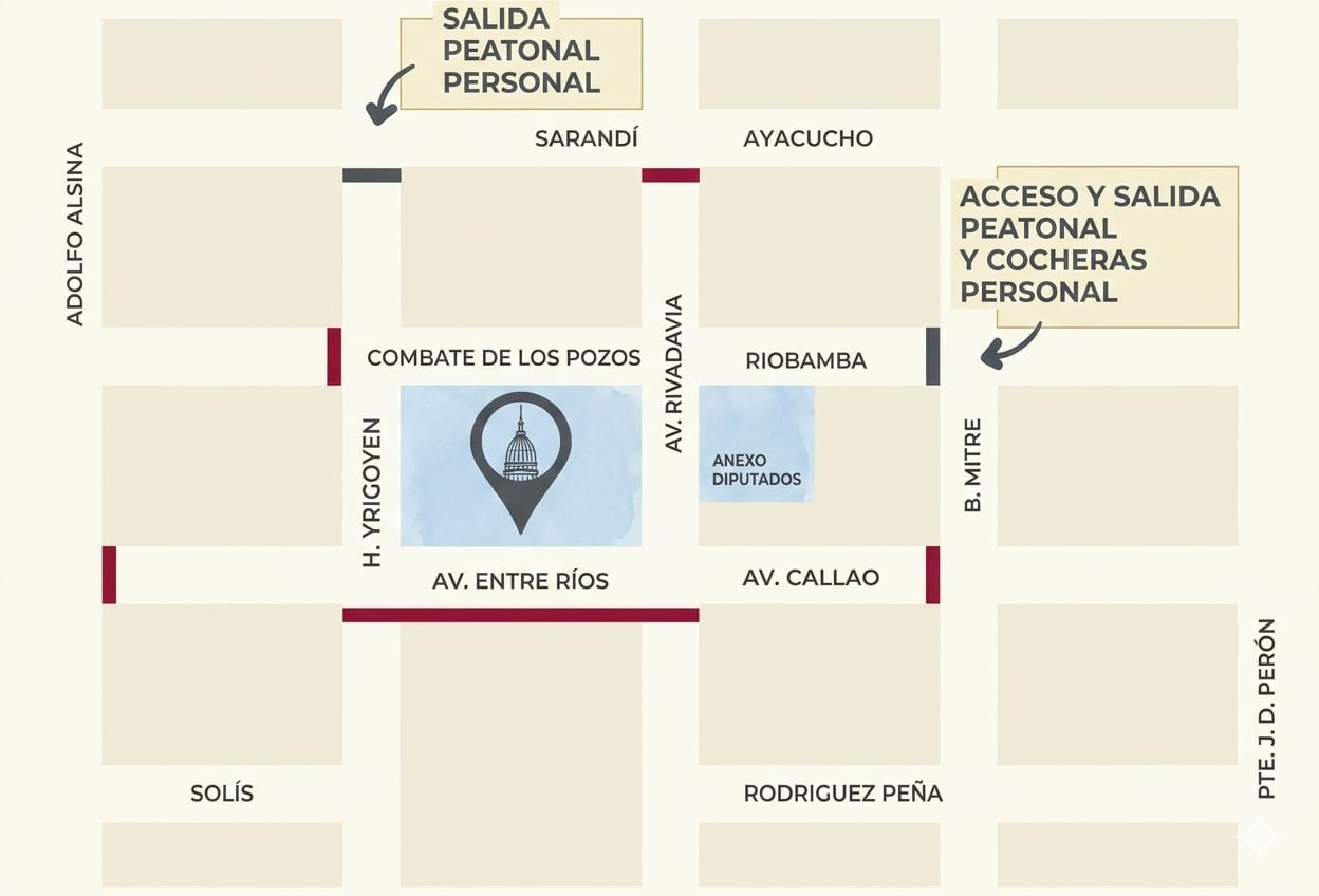 El mapa de cortes estimado para este domingo por la Apertura de Sesiones Ordinarias