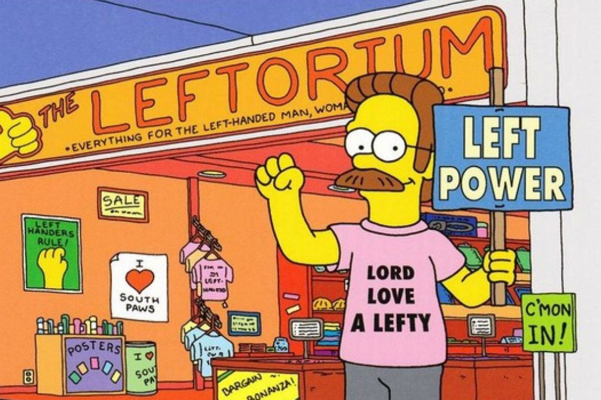 Ned Flanders es uno de los personajes zurdos más reconocidos. Fuente: FOX