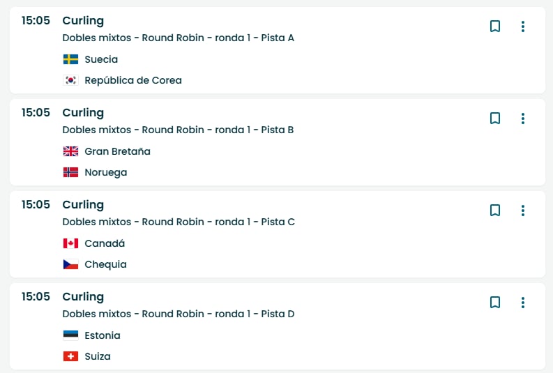 El cronograma del curling para este miércoles 4