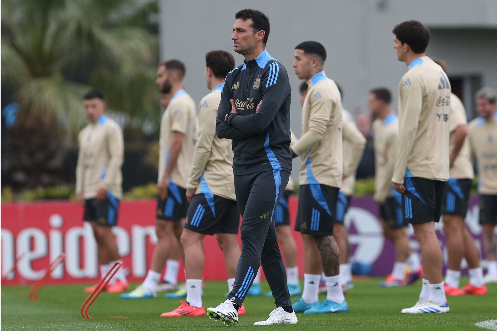 Lionel Scaloni, DT de la Argentina, durante un ensayo de la selección