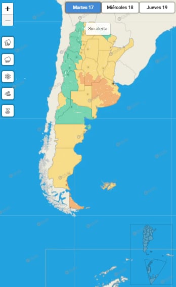 El mapa de alertas en el país