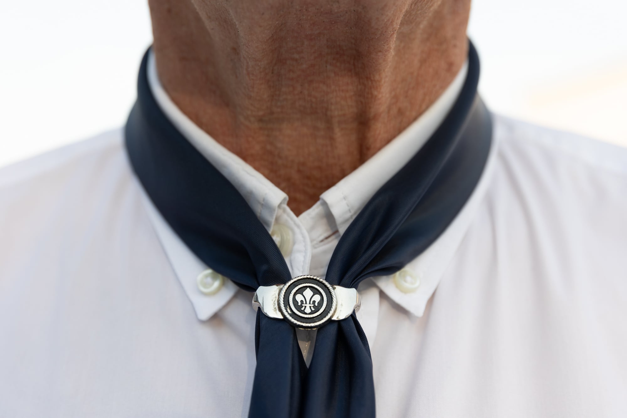 Pañuelo al cuello con flor de lis.