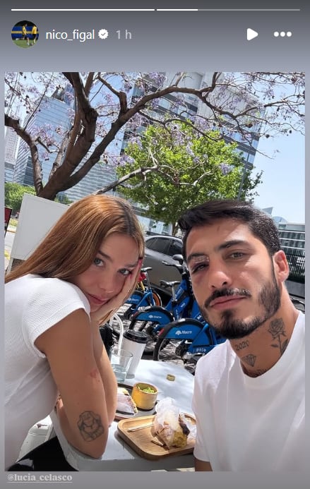 La confirmación del romance llegó a través de una historia del futbolista (@nico_figal en Instagram)