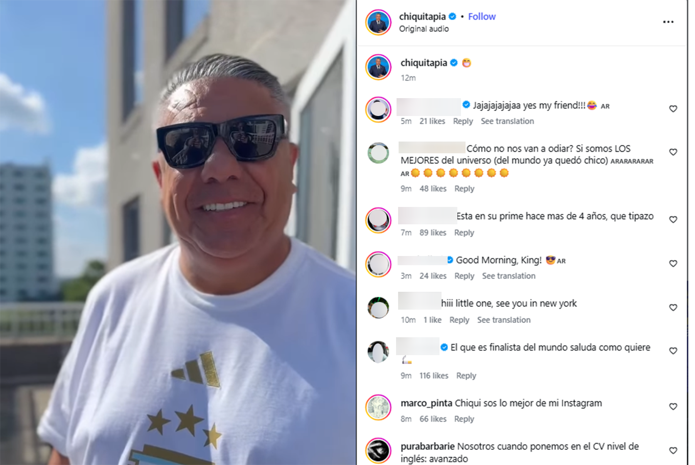 Los posteos de Chiqui Tapia en su cuenta de Instagram