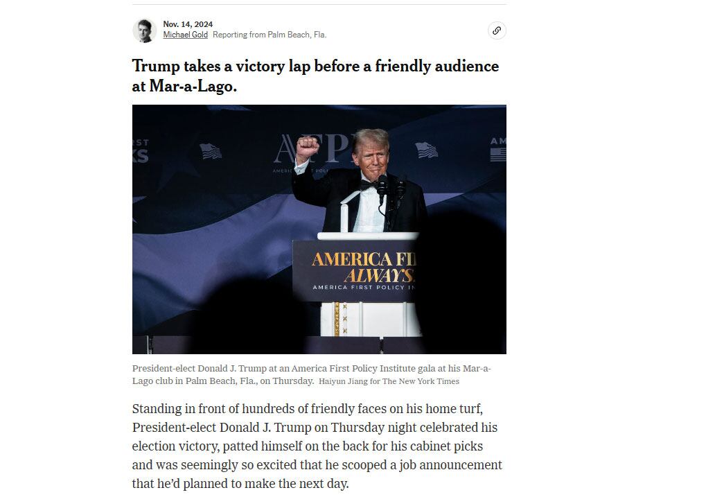 El encuentro de Milei y Trump, en The New York Times