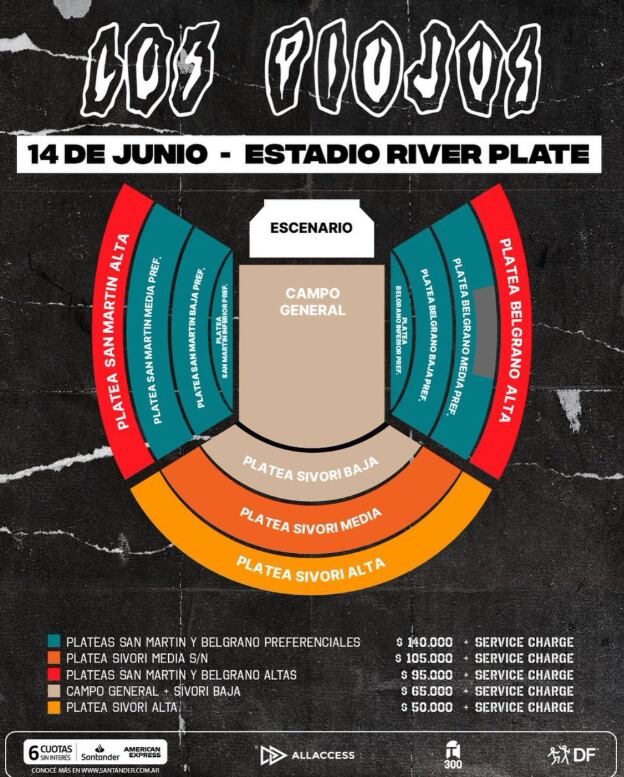 Los precios de las entradas de Los Piojos