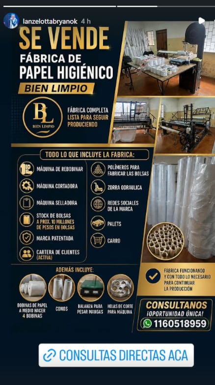 Así es el anuncio de la venta de Bien Limpio