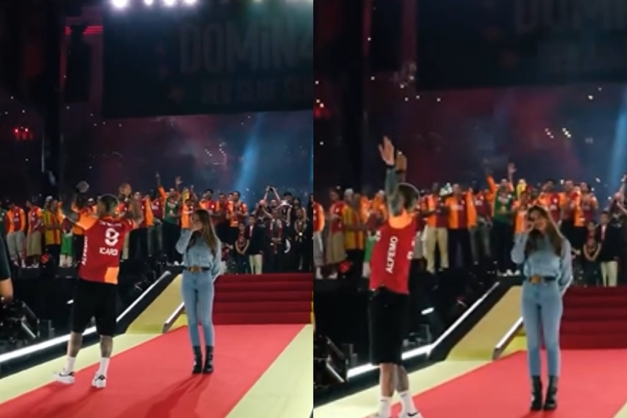 La China Suárez se emocionó durante los festejos del Galatasaray (Foto: Captura de video)