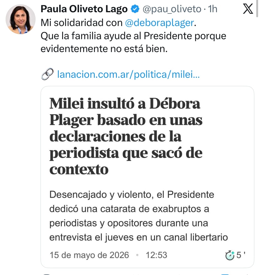 Oliveto se hizo eco de una nota de LA NACION