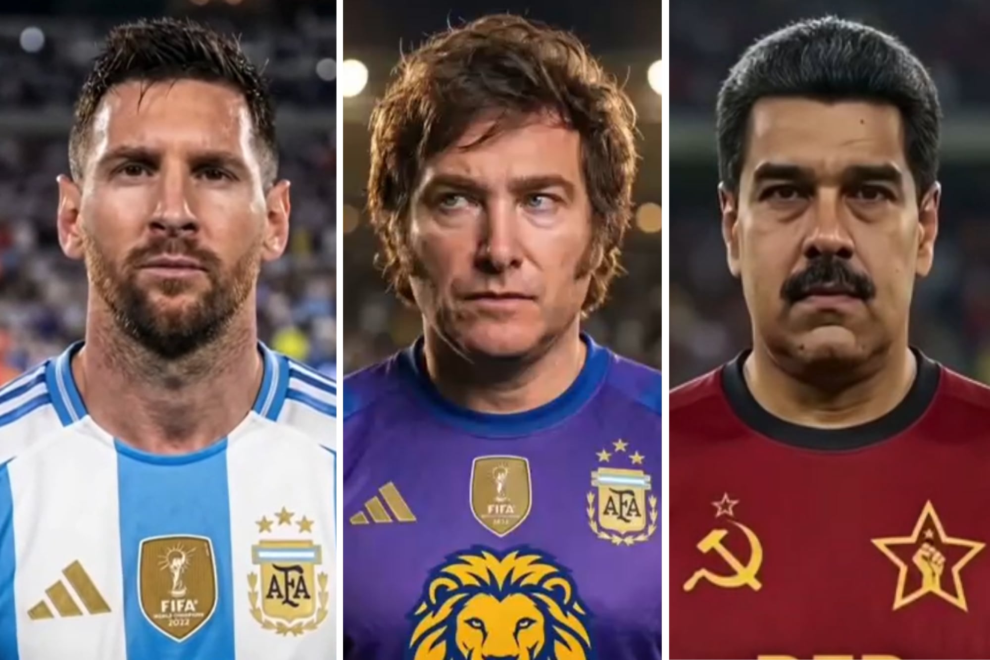 Lionel Messi, Javier Milei y Nicolás Maduro en el video compartido por el Presidente