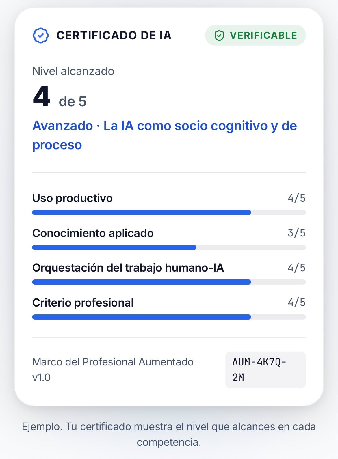 El certificado busca demostrar las habilidades y competencias alcanzadas por el usuario