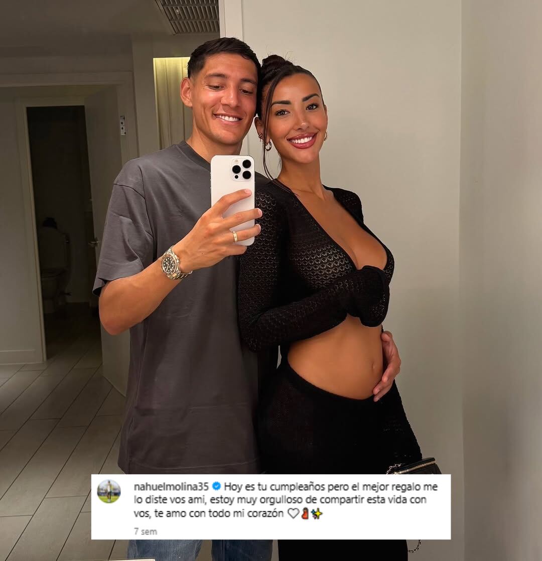 Nahuel Molina y su pareja Bárbara Occhiuzzi esperan su primer bebé (Foto: Instagram @nahuelmolina35)