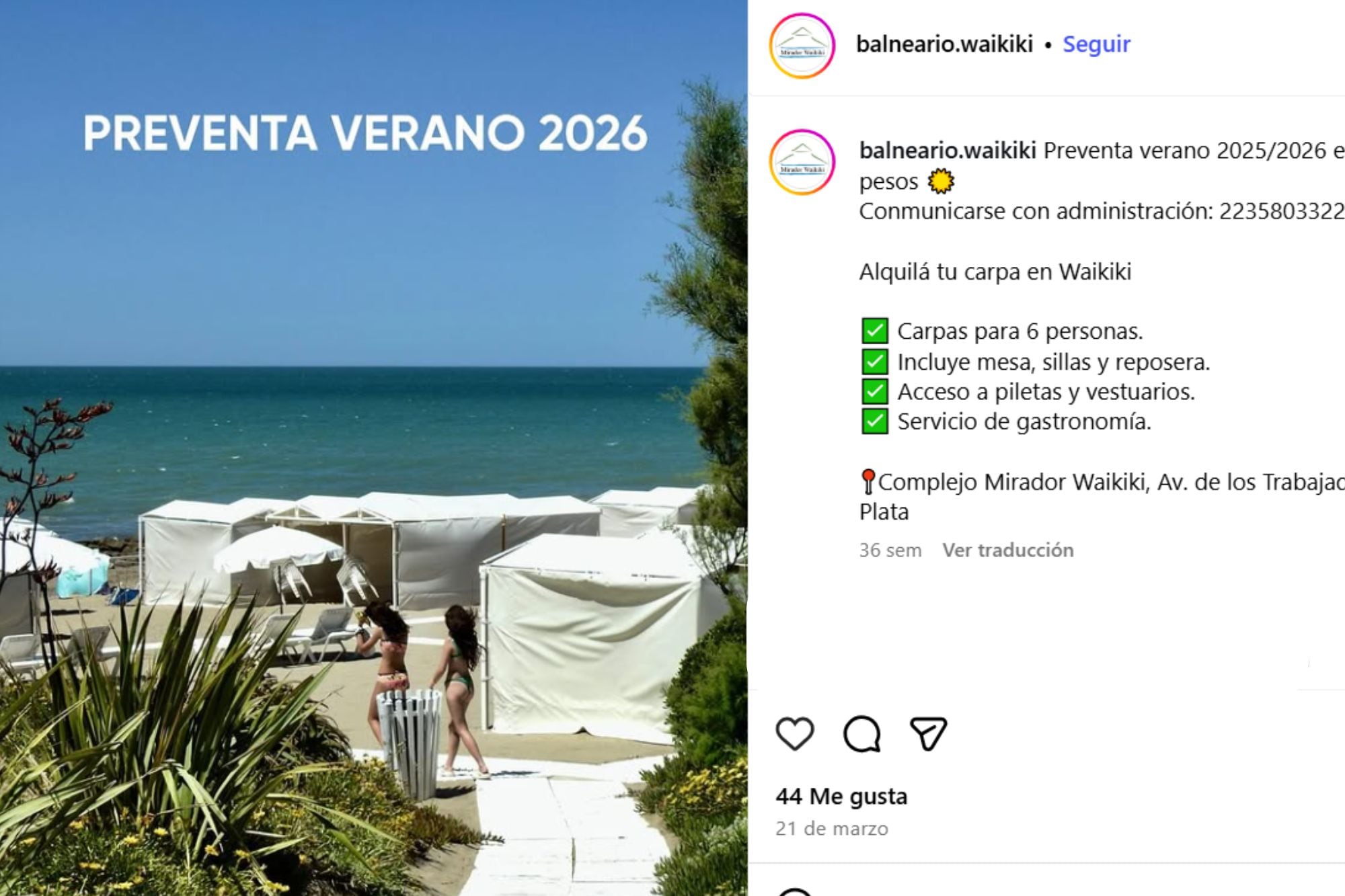 La preventa del balneario Waikiki