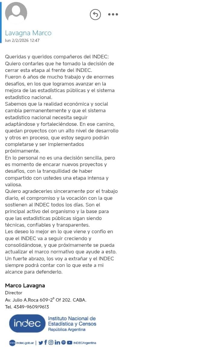 La carta de Lavagna para anunciar su renuncia