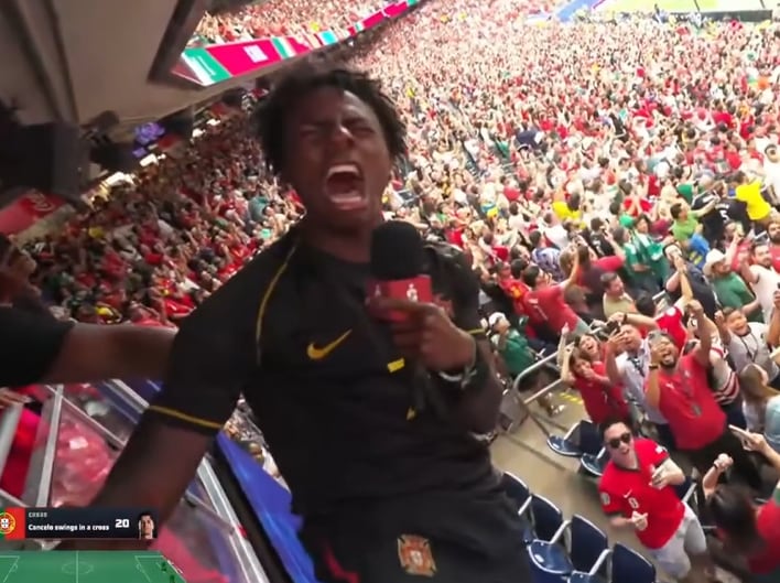 IShowSpeed festejó el gol de Cristiano junto con los hinchas portugueses (Foto: X)