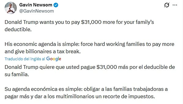 Newsom se lanzó en contra del plan de la administración Trump