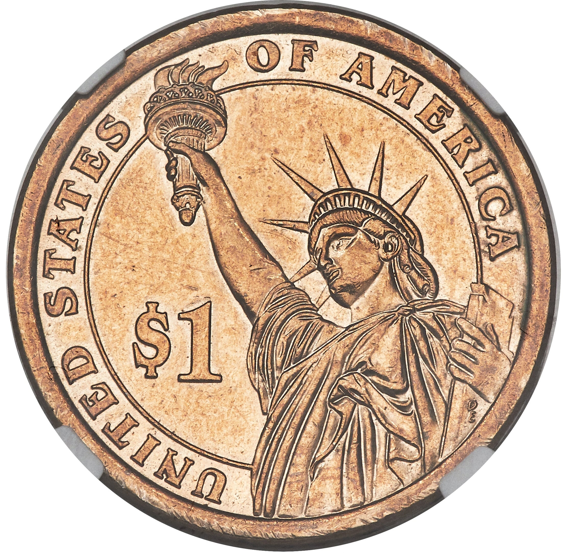 El diseño del reverso pertenece a los dólares presidenciales