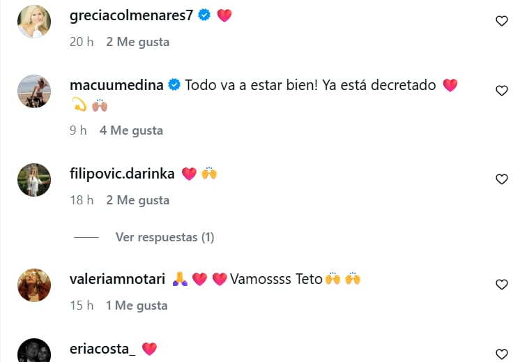 Algunas de las reacciones de los usuarios al posteo de Teto Medina