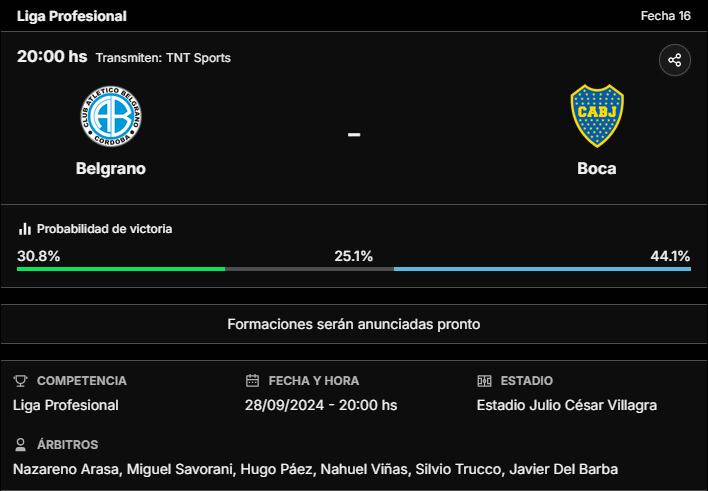 La previa de Belgrano vs. Boca, por la Liga Profesional 2024