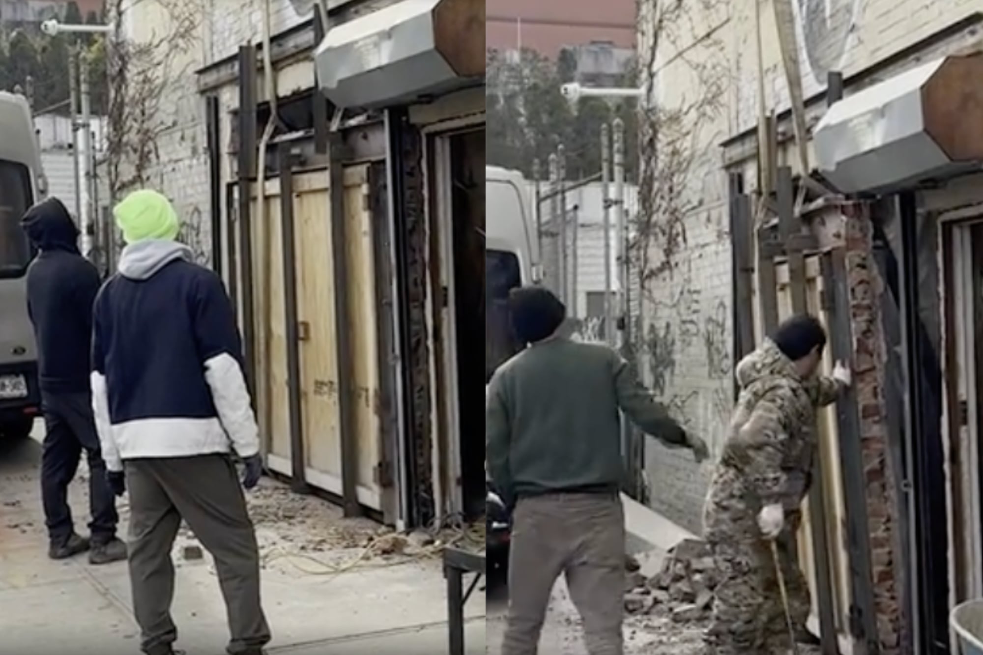 La obra, conocida como The Tagging Robot, fue retirada del edificio y trasladada a una cervecería de Connecticut